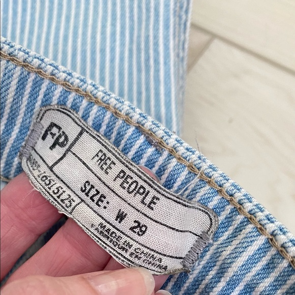 Free People Bleached "Conductor" Striped Moto Jeans - Picture 3 of 8